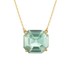 18k Gold Chain with Asscher Cut Green Amethyst