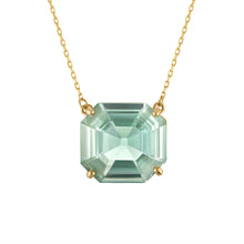 18k Gold Chain with Asscher Cut Green Amethyst