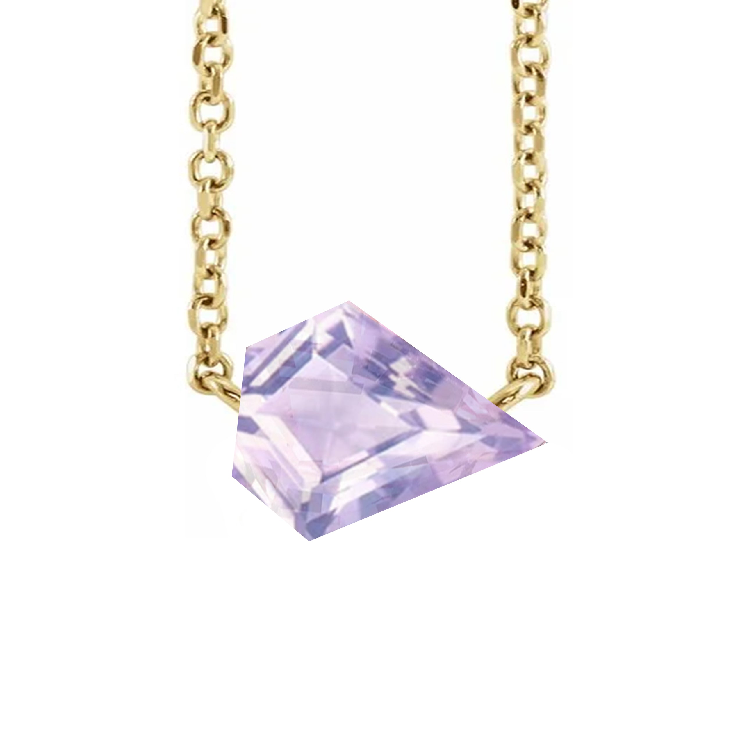 18k Gold Chain with Kite Cut Lavender Amethyst