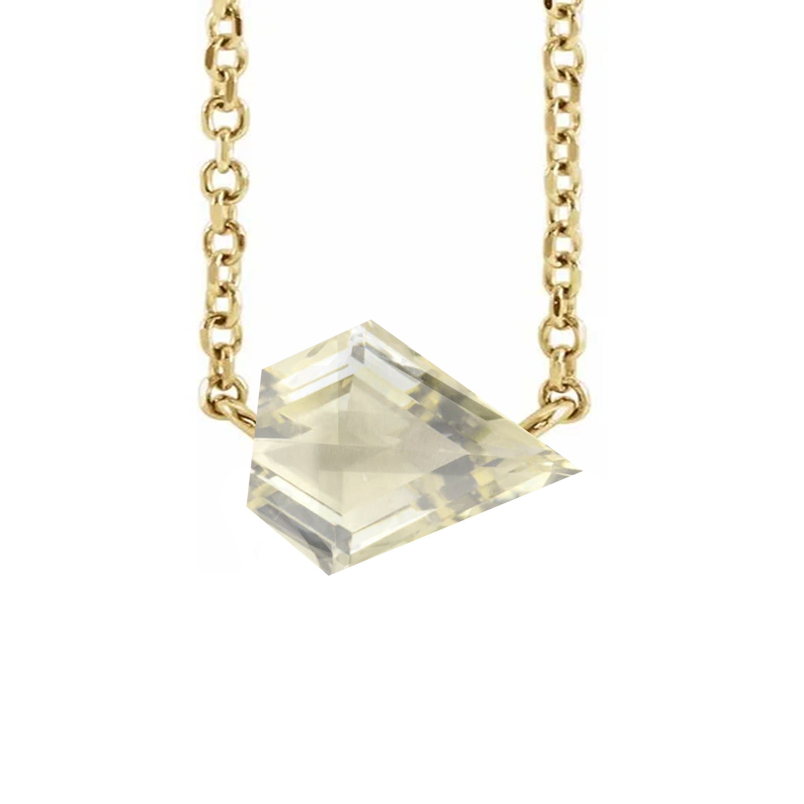 18k Gold Chain with Kite Cut Light Yellow Citrine