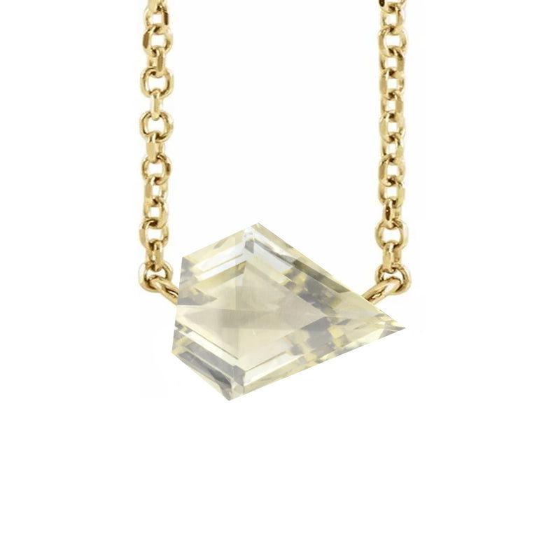 18k Gold Chain with Kite Cut Light Yellow Citrine