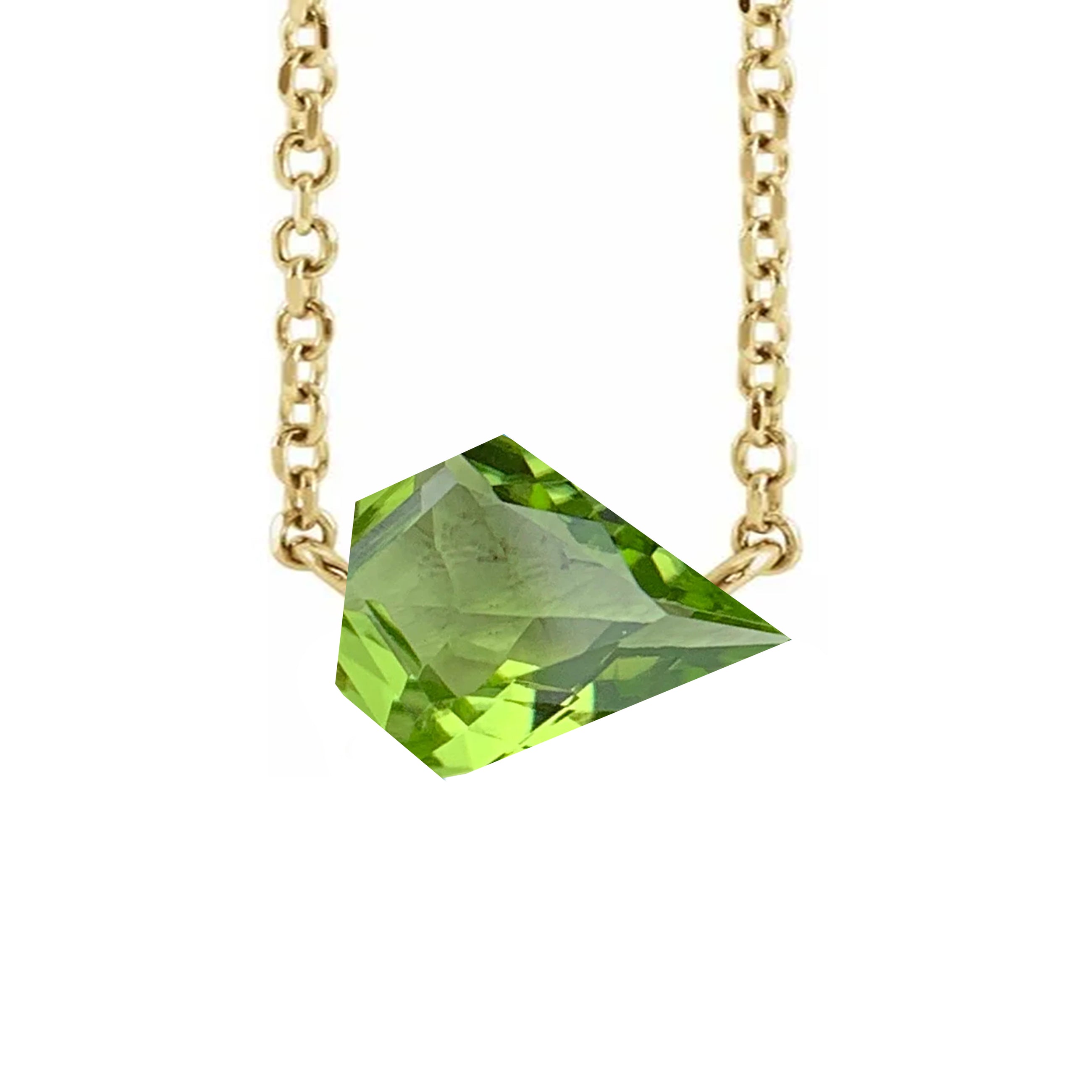 18k Gold Chain with Kite Cut Peridot