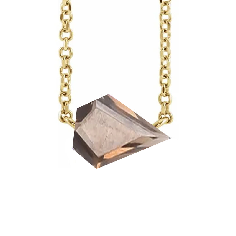 18k Gold Chain with Kite Cut Smoky Topaz