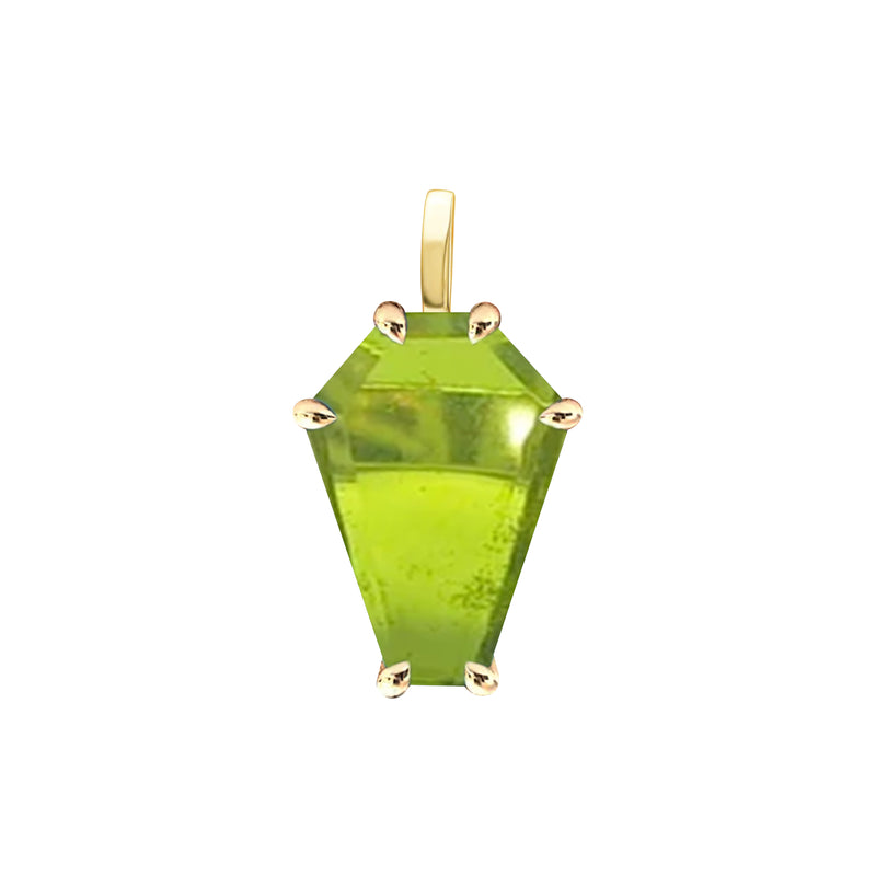 18k Gold Coffin Cut Pendant with Peridot