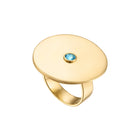 Solid 18k Gold Circle Ring with Blue Topaz