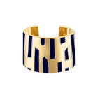 Solid 18k Gold Cuff Ring with Back Enamel