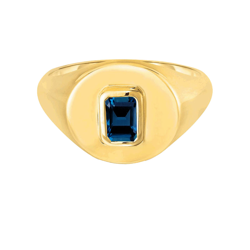 Solid 18k Gold Signet Ring with Emerald