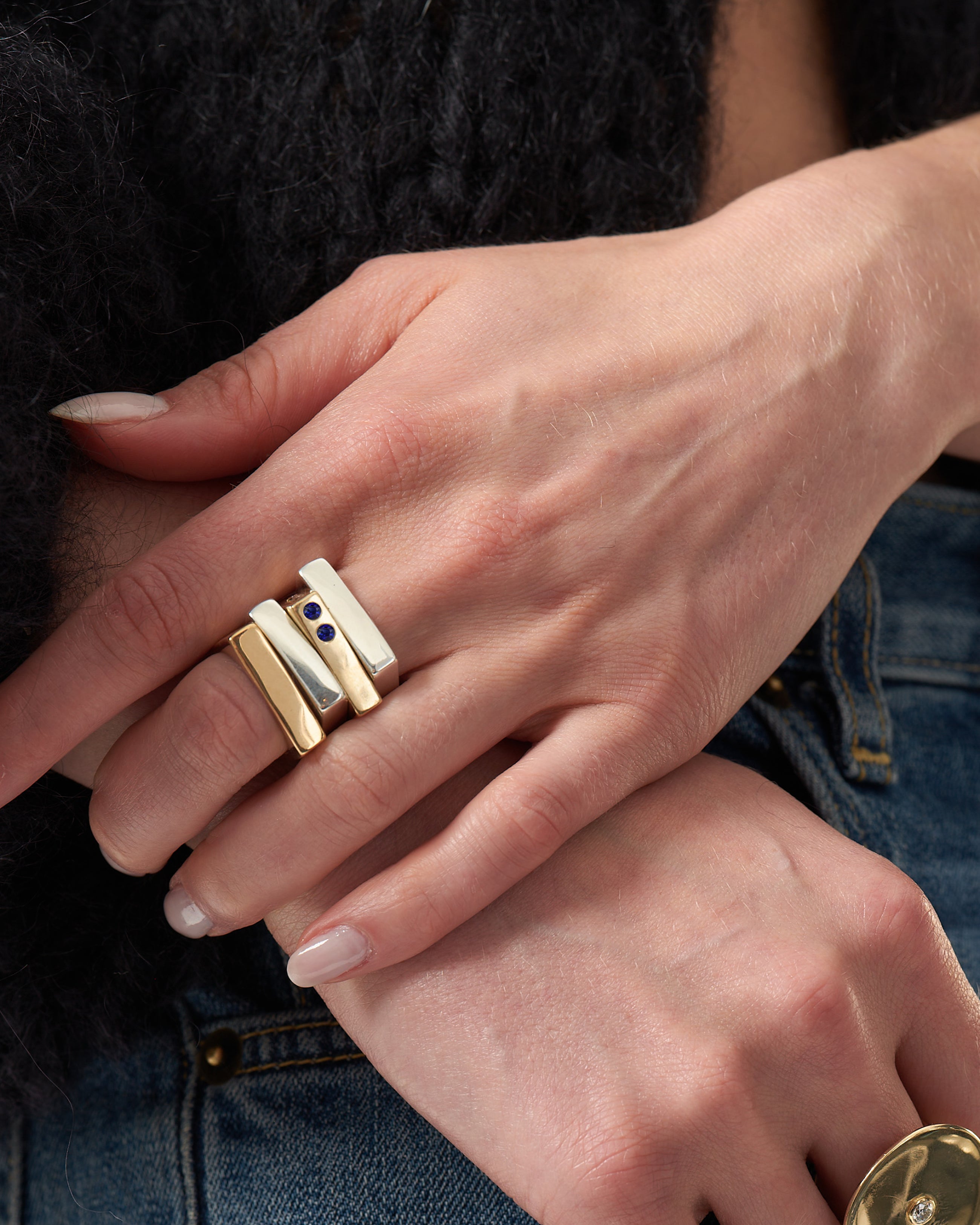 Solid 18k Gold Square Ring with Lolite