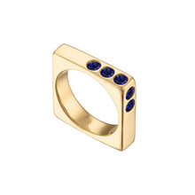 Solid 18k Gold Square Ring with Lolite