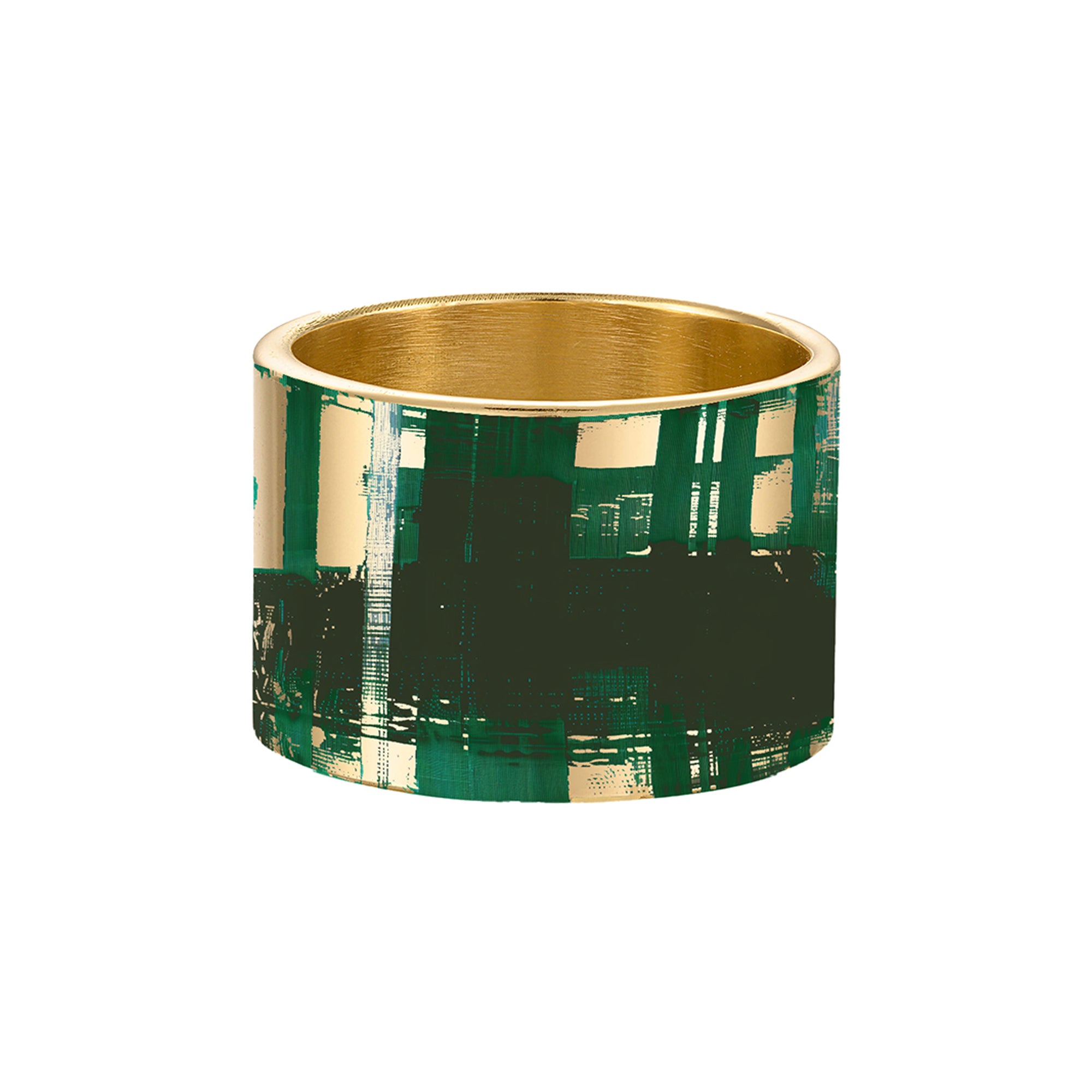 Solid 18k Gold Ring with Green Enamel