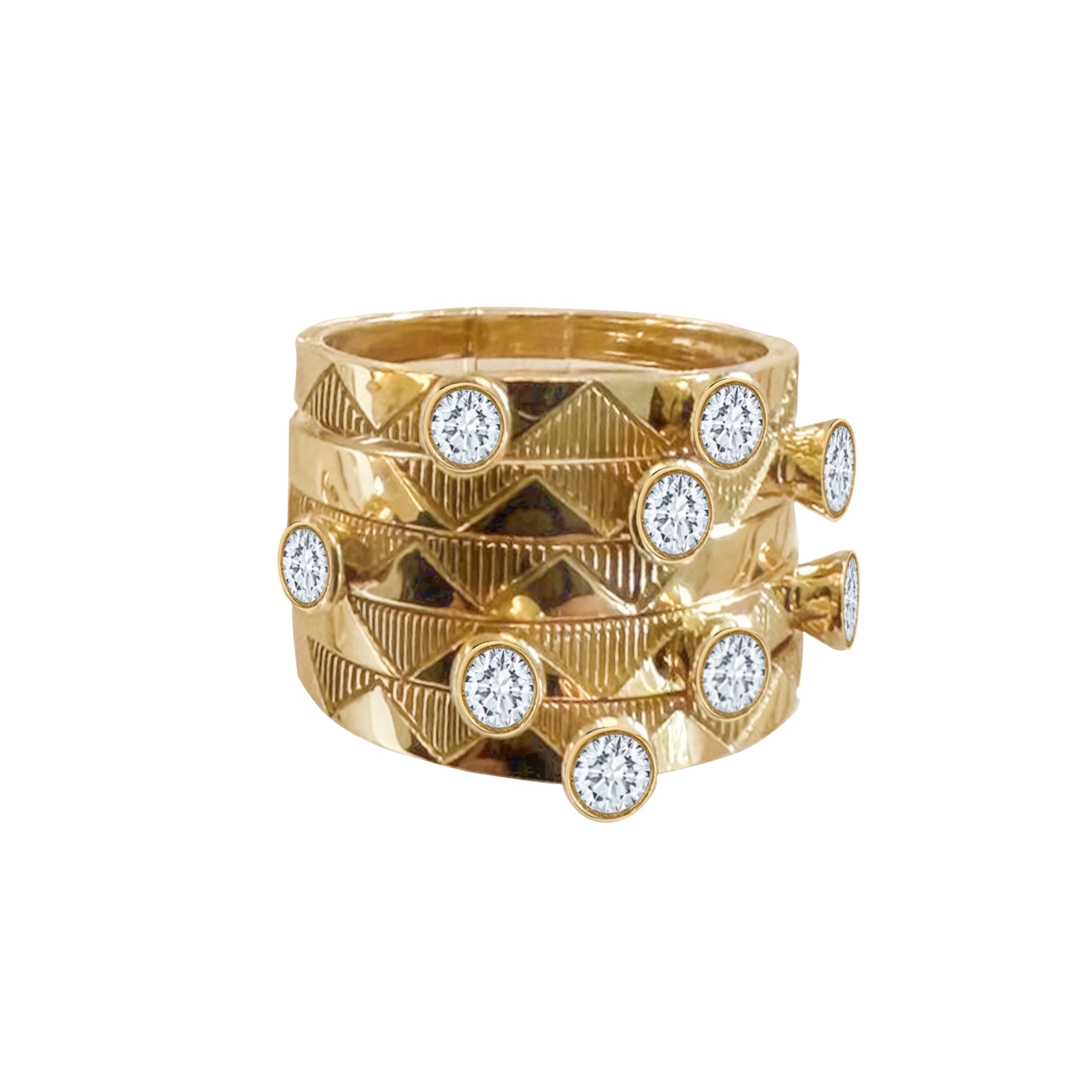 18k Gold Stacking Rings with Diamonds