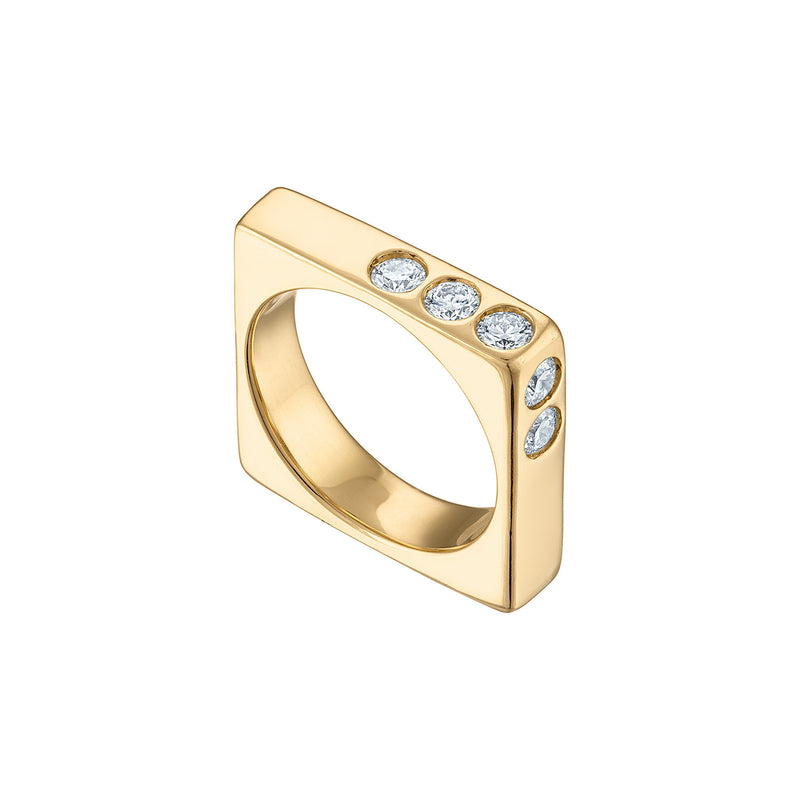 Solid 18k Gold Stacking Ring with Diamonds