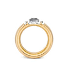 Solid 18k Gold Stacking Ring with Clear Quartz