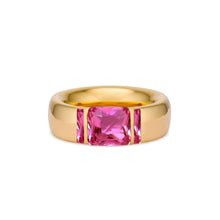 Solid 18k Gold Stacking Ring with Hot Pink Quartz