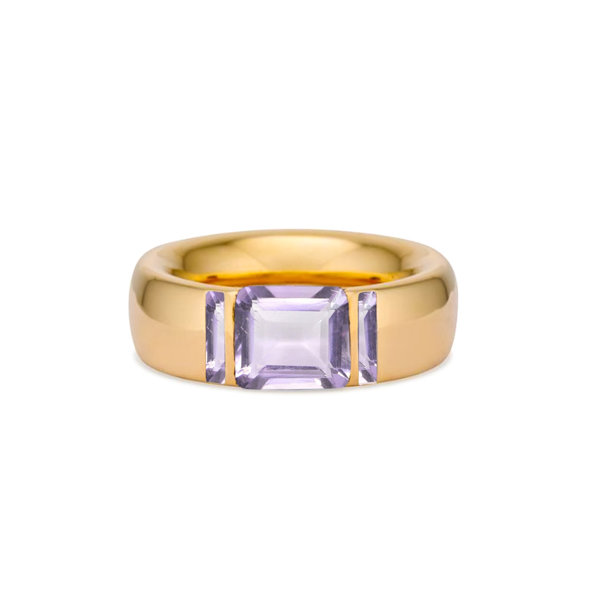 Solid 18k Gold Stacking Ring with Lavender Amethyst