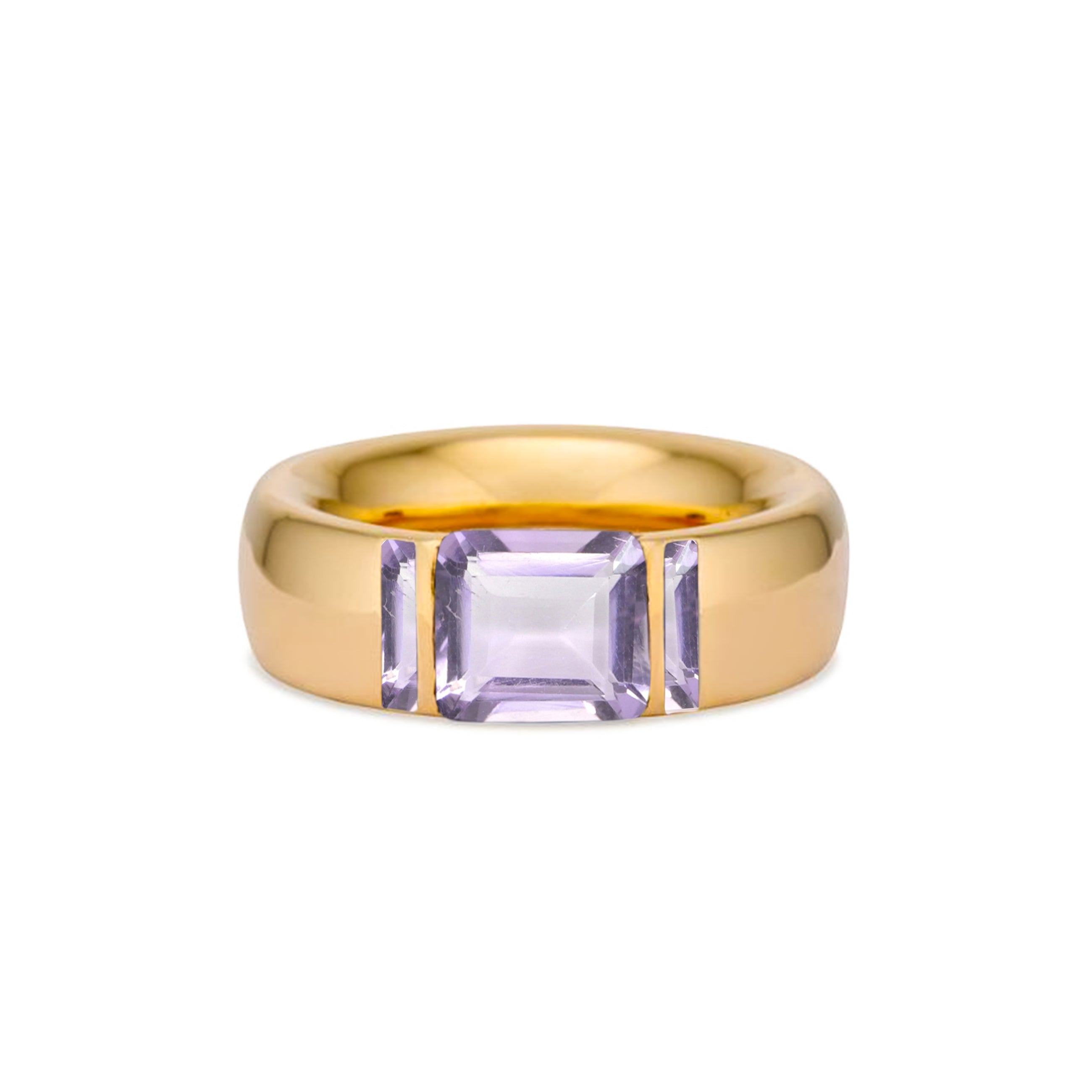 Solid 18k Gold Stacking Ring with Lavender Amethyst