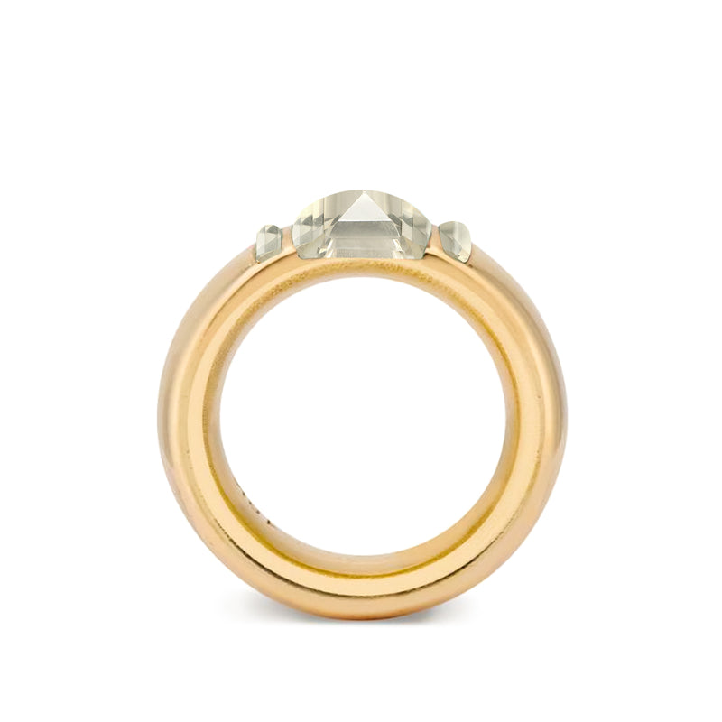 Solid 18k Gold Stacking Ring with Light Yellow Citrine