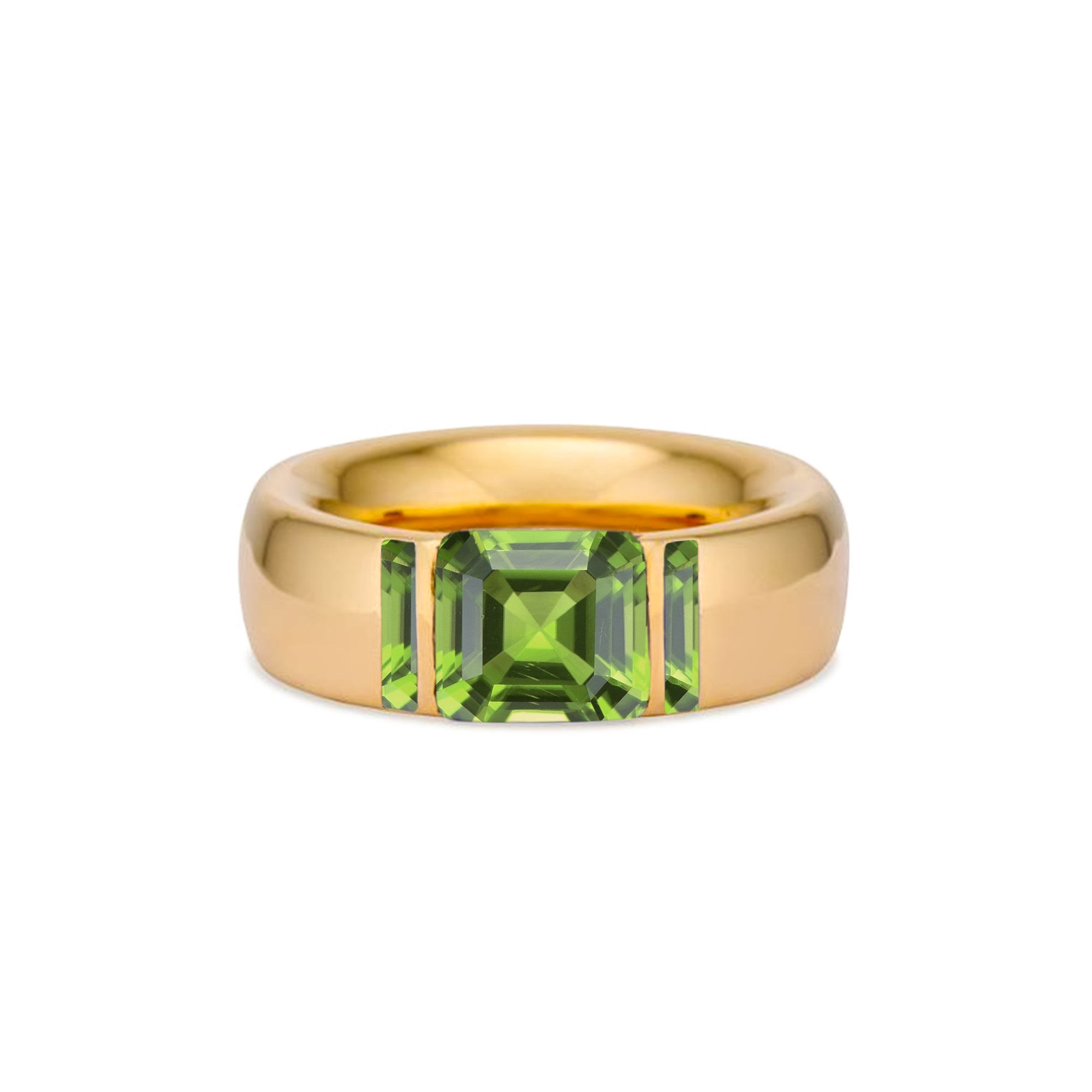 Solid 18k Gold Stacking Ring with Peridot