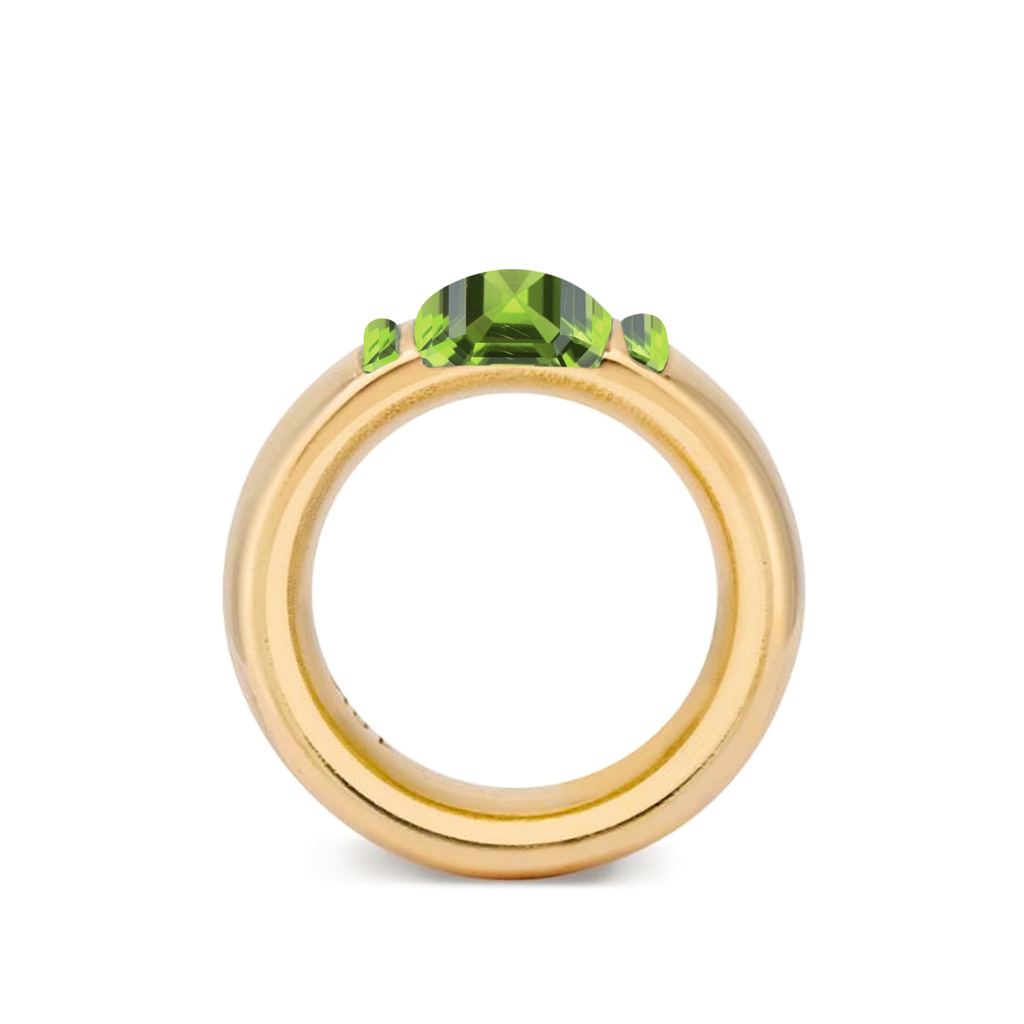 Solid 18k Gold Stacking Ring with Peridot