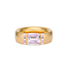 Solid 18k Gold Stacking Ring with Pale Pink Quartz