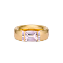 Solid 18k Gold Stacking Ring with Pale Pink Quartz