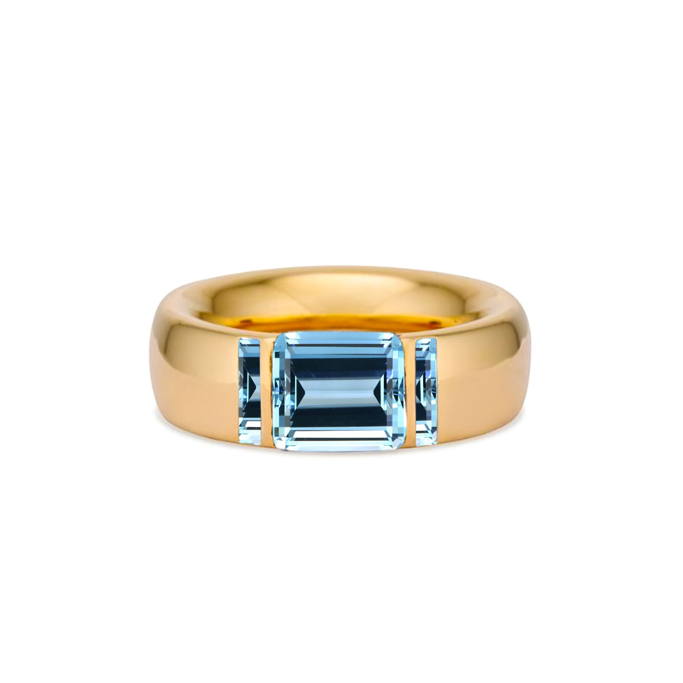 Solid 18k Gold Stacking Ring with Swiss Blue Topaz