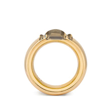 Solid 18k Gold Stacking Ring with Smoky Topaz