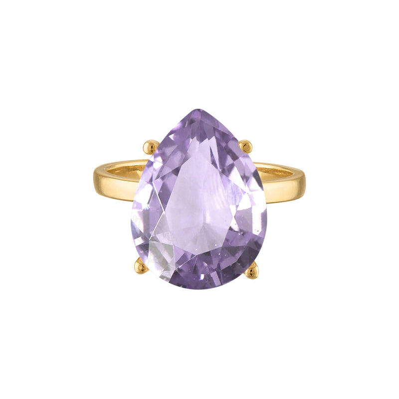 18k Gold Band with Pear Cut Lavender Amethyst Cocktail Ring