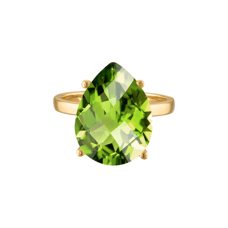 18k Gold Band with Pear Cut Peridot Cocktail Ring