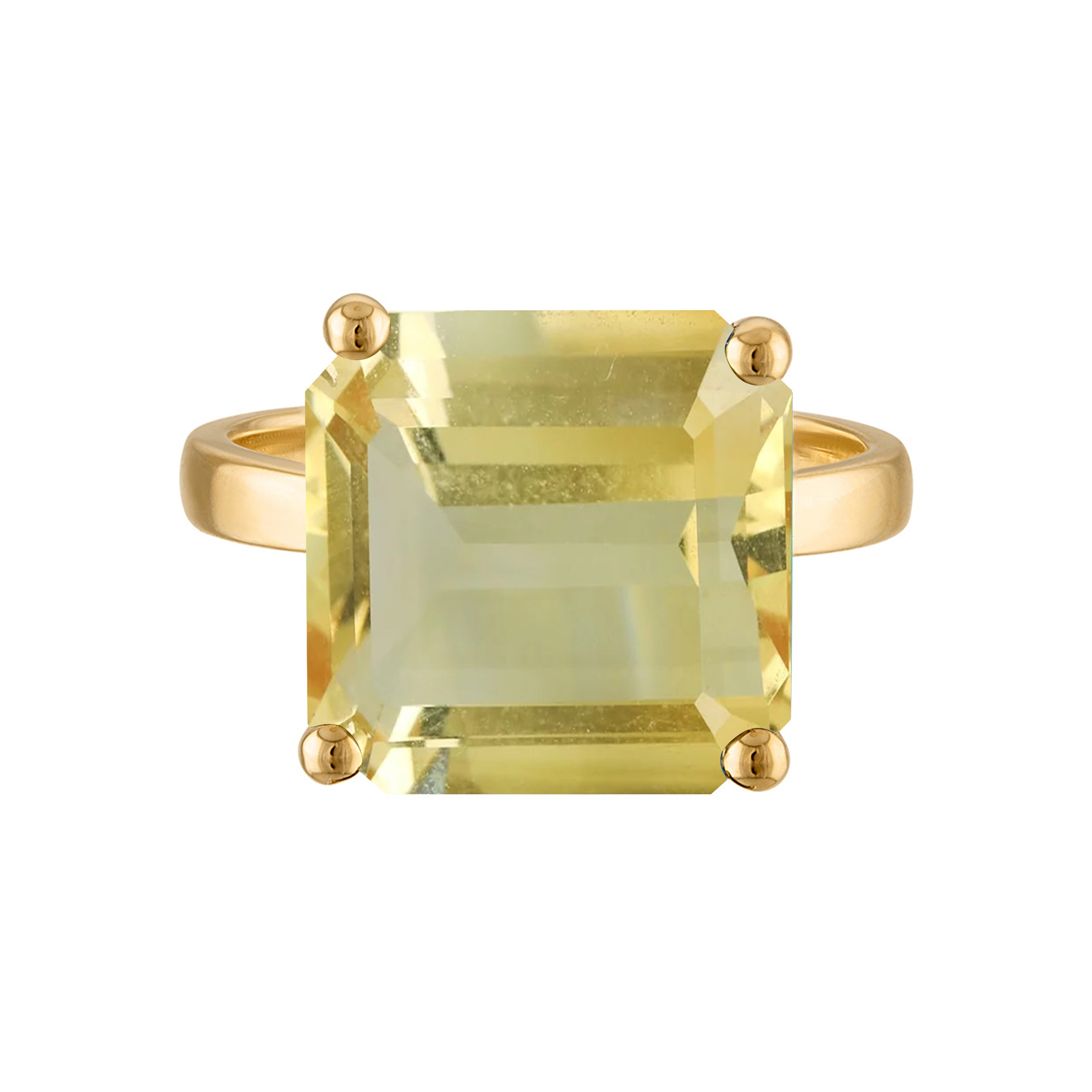 18k Gold Band with Princess Cut Champagne Citrine Cocktail Ring