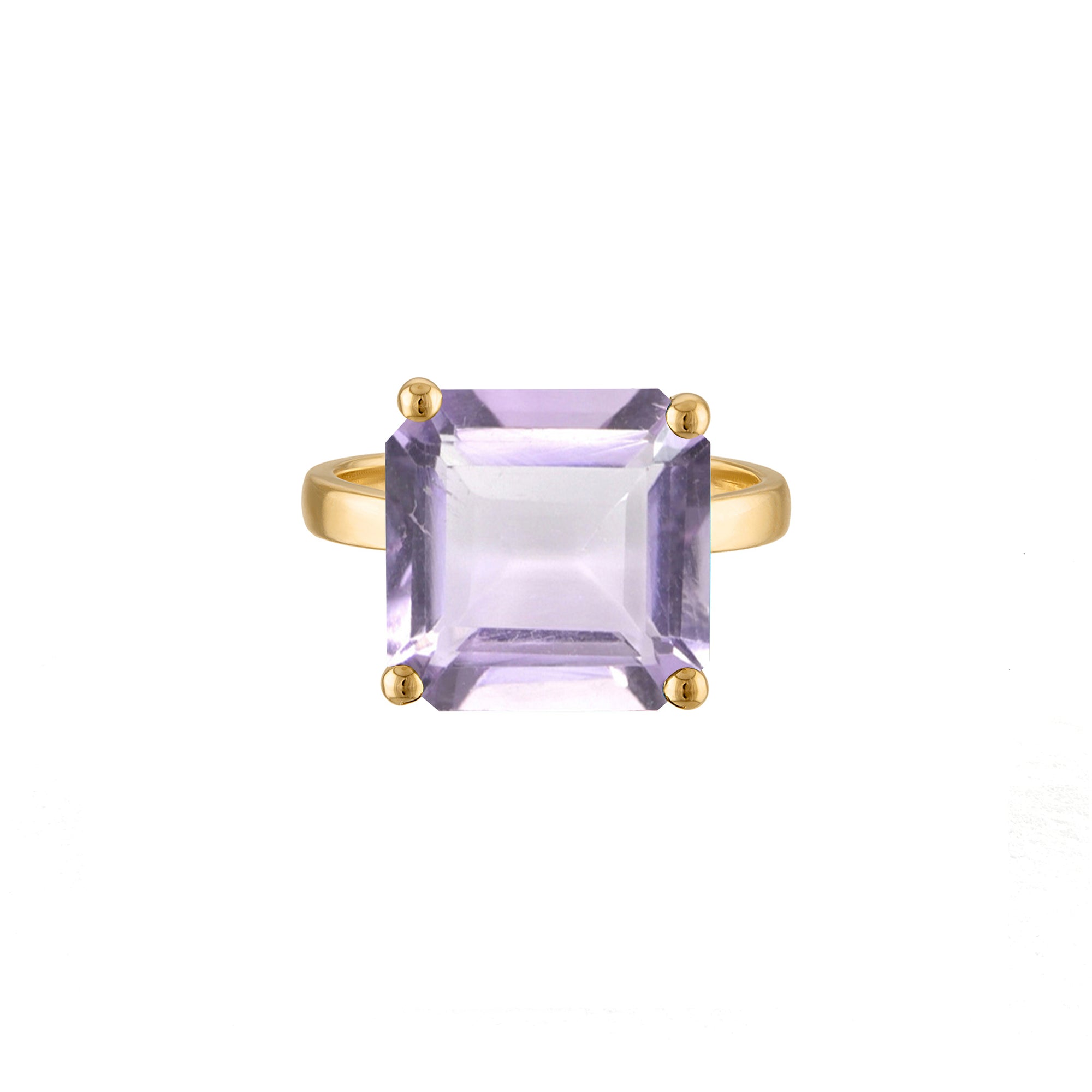 18k Gold Band with Princess Cut Lavender Amethyst Cocktail Ring