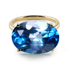 18k Gold Radiant Cut London Blue Topaz Cocktail Ring