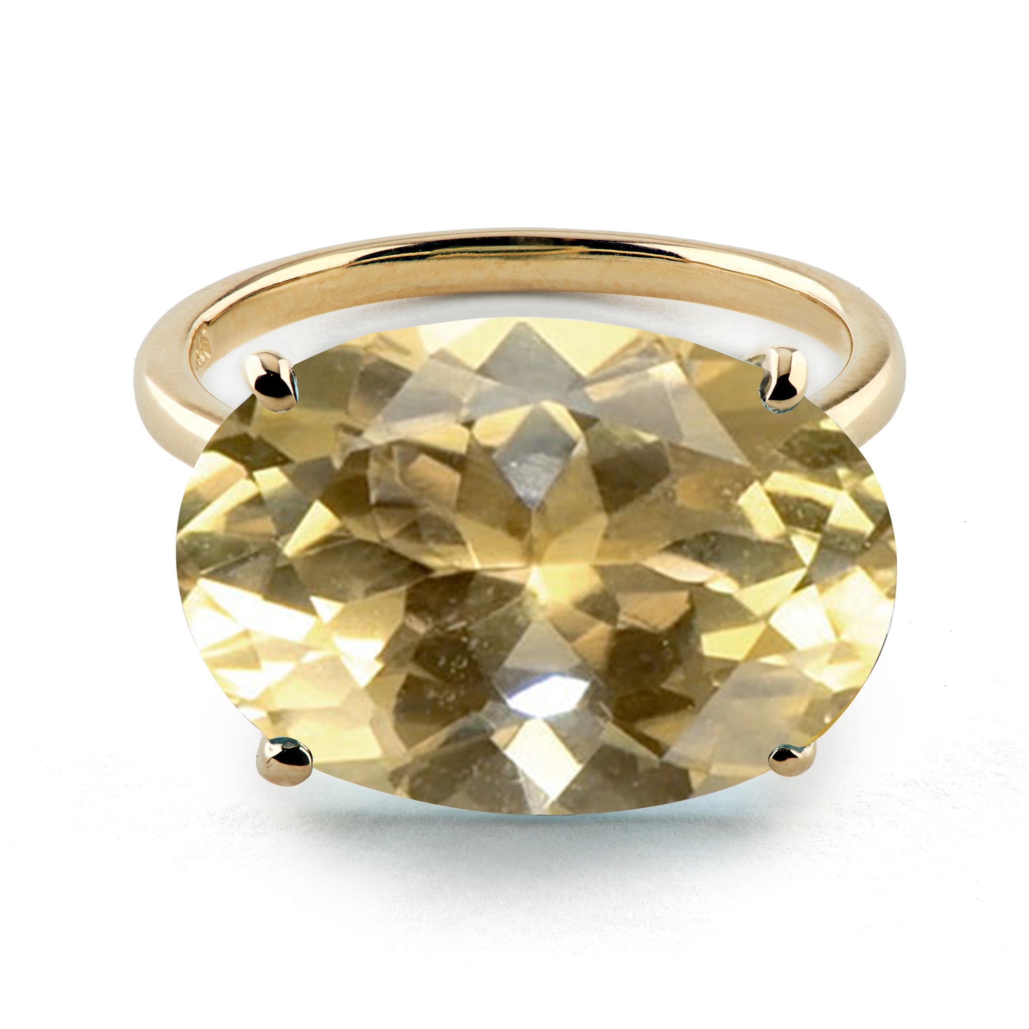 18k Gold Radiant Cut Champagne Citrine Cocktail Ring