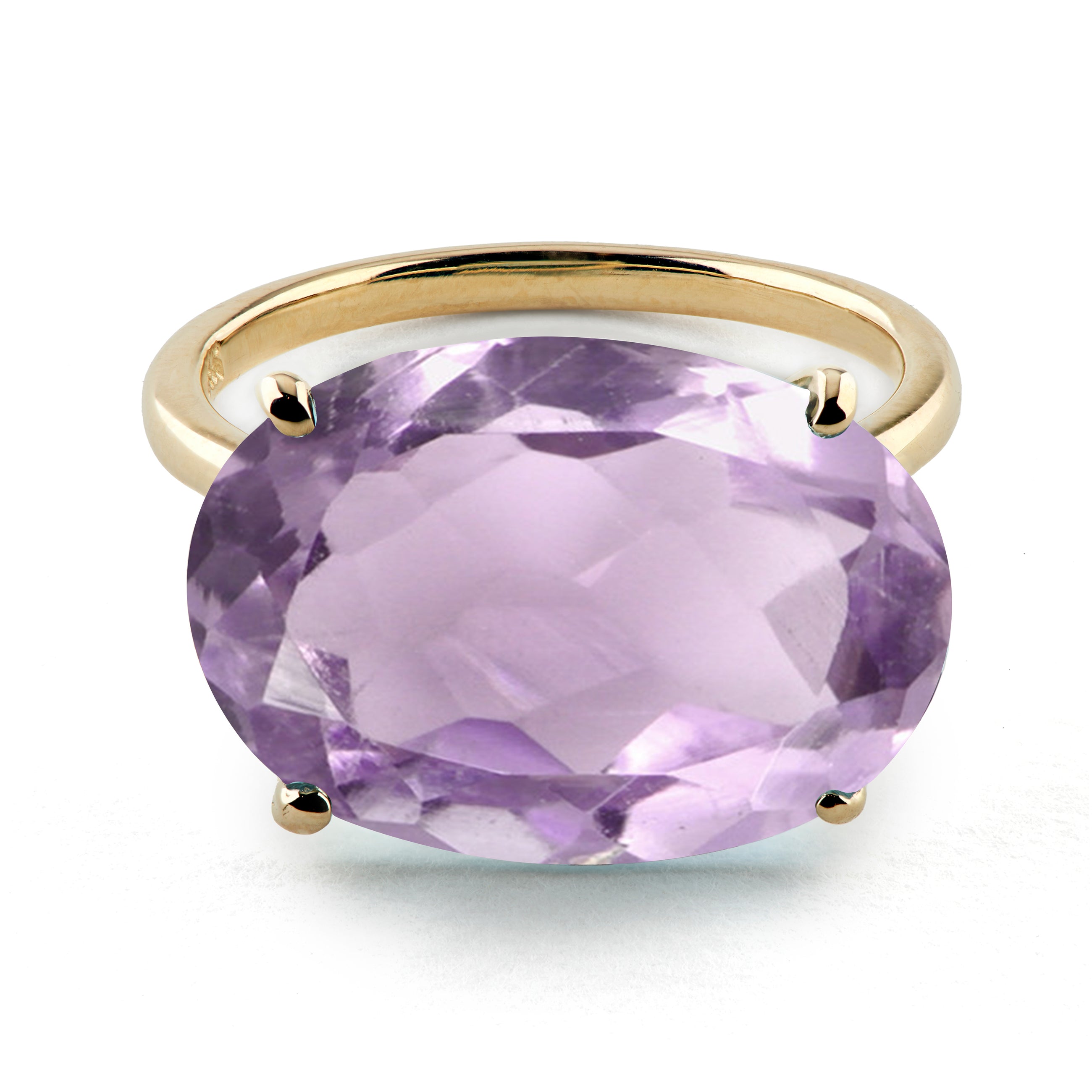 18k Gold Radiant Cut Lavender Amethyst Cocktail Ring