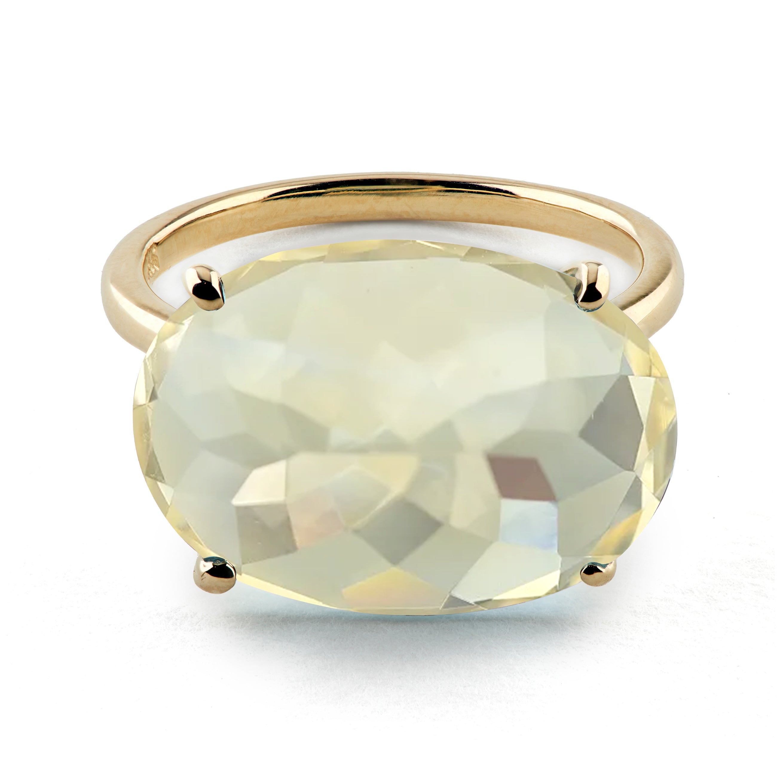 18k Gold Radiant Cut Light Yellow Citrine Cocktail Ring