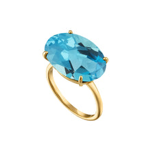 18k Gold Radiant Cut Swiss Blue Topaz Cocktail Ring