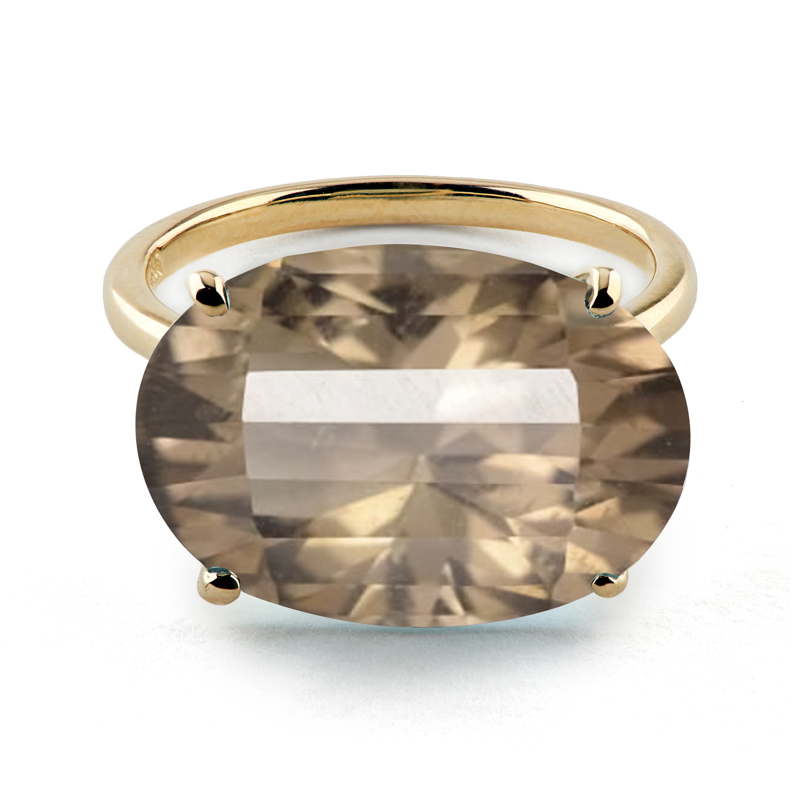 18k Gold Radiant Cut Smoky Topaz Cocktail Ring