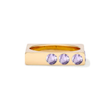 Solid 18k Gold Square Stacking Ring with Lavender Amethyst