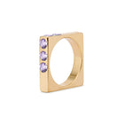 Solid 18k Gold Square Stacking Ring with Lavender Amethyst