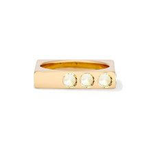 Solid 18k Gold Square Stacking Ring with Light Yellow Citrine