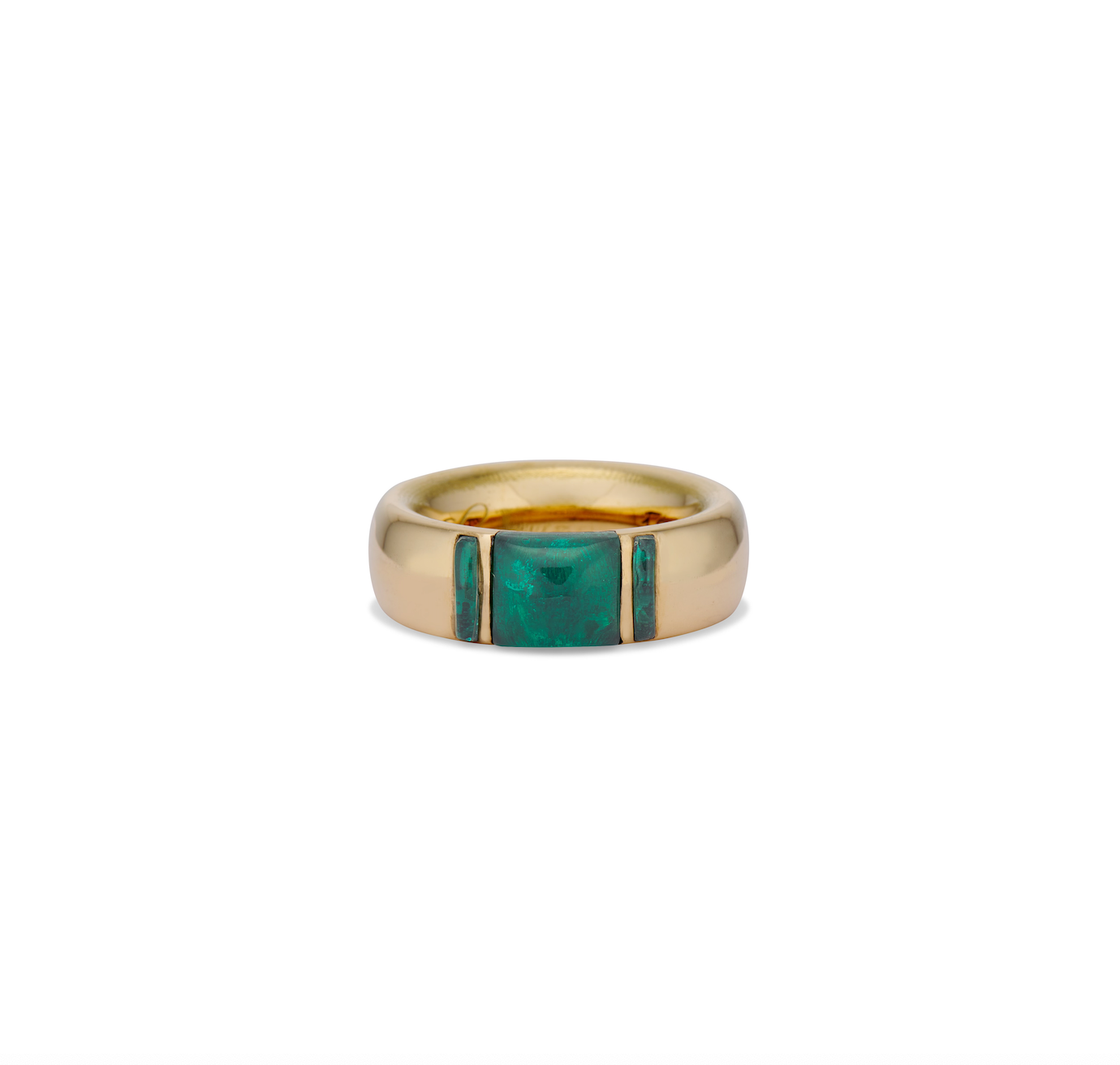 Solid 18k Gold Stacking Ring with Emerald Green