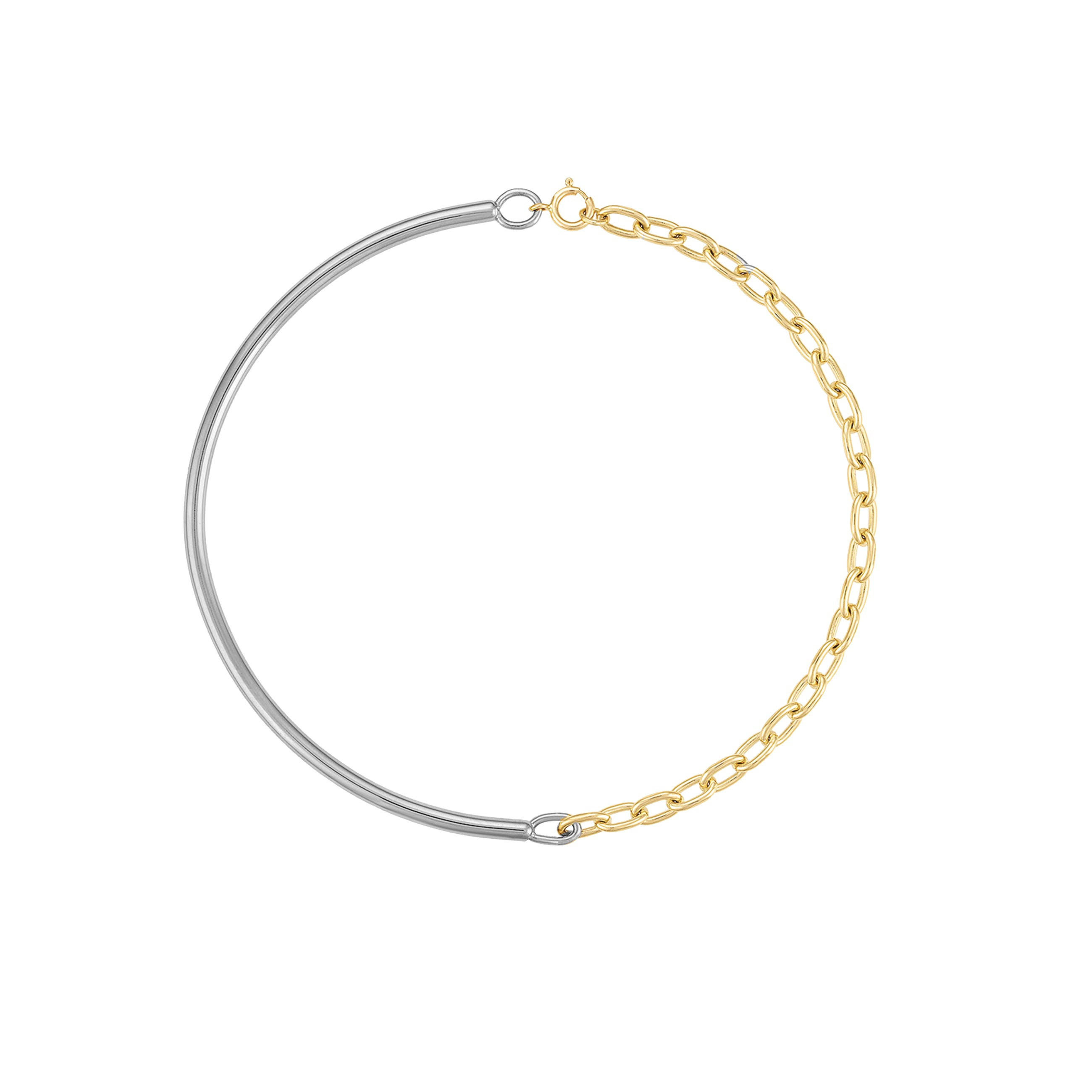 1/2 Silver Rhodium 4mm Wire, 1/2 18k Gold Chain