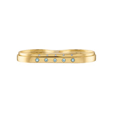 Solid 18k Gold Thick Double Finger Ring with Blue Topaz