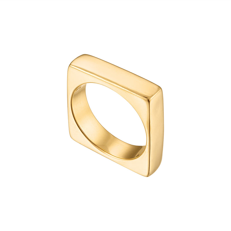 18k Yellow Gold Square Stacking Ring